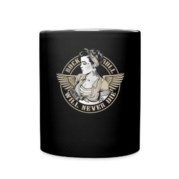Rockabilly Girl Rock and Roll Forever Retro - Tasse einfarbig - Schwarz - Vorne