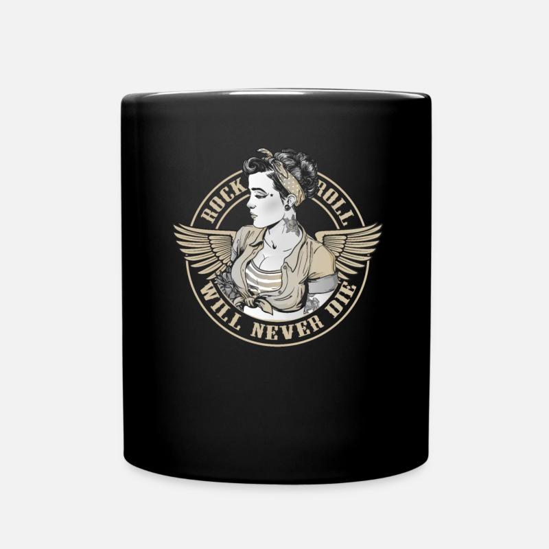 Rockabilly Girl Rock and Roll Forever Retro - Tasse einfarbig - Schwarz