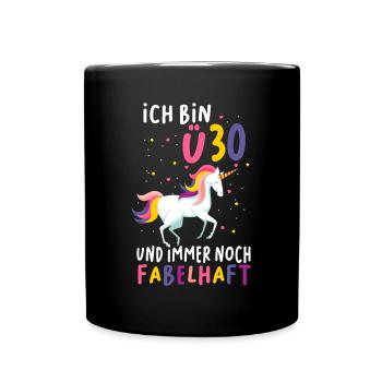 Funny Birthday Gift Unicorn 30+ Years - Full Colour Mug - black - Front