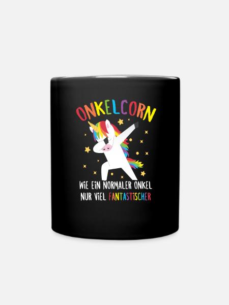 Onkel Einhorn Spruch Dabbing Unicorn Patenonkel - Tasse einfarbig - Schwarz