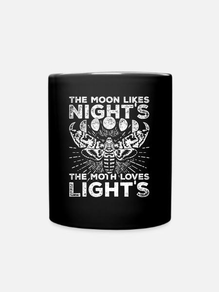 Moon Phases Moth Witchcraft Gothic Occult - Full Colour Mug - black