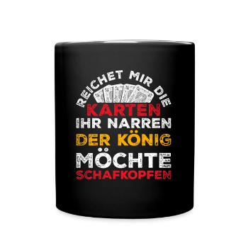 Schafkopf Spruch bayrisches Kartenspiel - Tasse einfarbig - Schwarz - Vorne