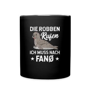 Fanö Robben Nordseeinsel - Tasse einfarbig - Schwarz - Vorne