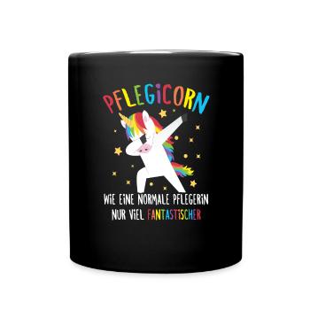 Altenpfleger Einhorn Dab Pflegerin Pflegicorn - Tasse einfarbig - Schwarz - Vorne