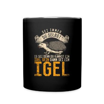 Vintage Igel Spruch - Tasse einfarbig - Schwarz - Vorne