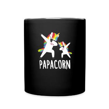 Papa Einhorn Dab Spruch Vater Papicorn - Tasse einfarbig - Schwarz - Vorne