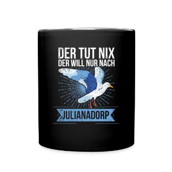 Retro Julianadorp Niederlande Möwe Urlaub - Tasse einfarbig - Schwarz - Vorne