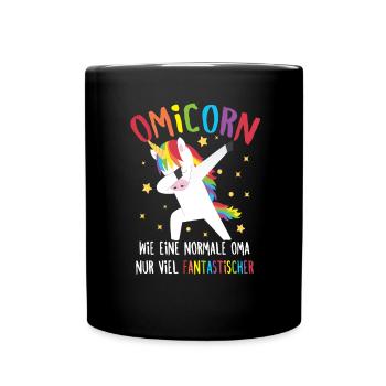 Oma Dabbing Einhorn Großmutter Omicorn Spruch - Tasse einfarbig - Schwarz - Vorne