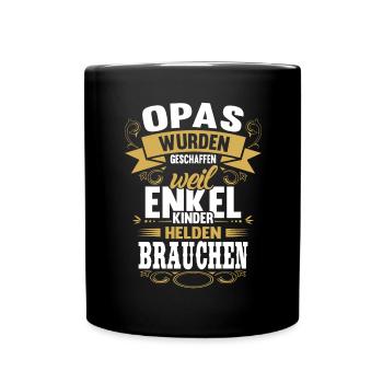 Grand-père petit-enfant héros grand-père rengaine - Mug uni - noir - Devant