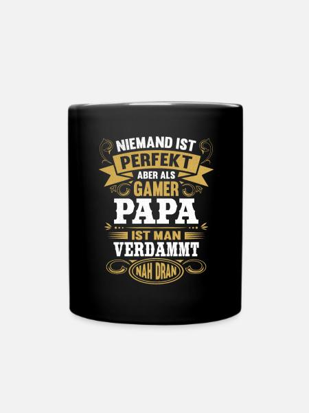 Gamer Papa Zocker Vater Gaming Spruch Vatertag - Tasse einfarbig - Schwarz