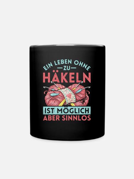 Witziger Häklerin Spruch Wolle - Tasse einfarbig - Schwarz