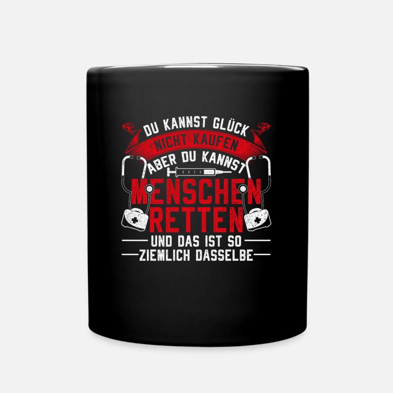 Notfallsanitäter Leidenschaft Rettungsdienst - Tasse einfarbig - Schwarz
