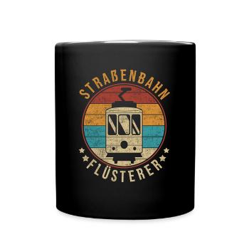 Retro Straßenbahn Tram Straßenbahnfahrer - Tasse einfarbig - Schwarz - Vorne