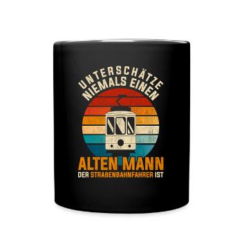 Retro Straßenbahnfahrer Straßenbahn Tram - Tasse einfarbig - Schwarz - Vorne