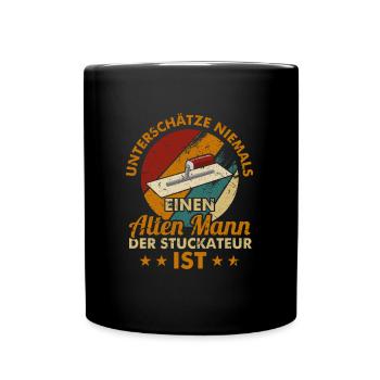 Retro Stuckateur nicht unterschätzen Verputzer - Tasse einfarbig - Schwarz - Vorne