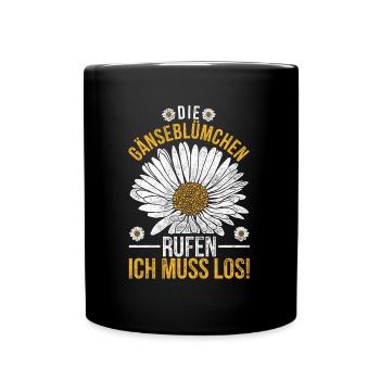 Gänseblümchen rufen Maßliebchen Blume - Tasse einfarbig - Schwarz - Vorne