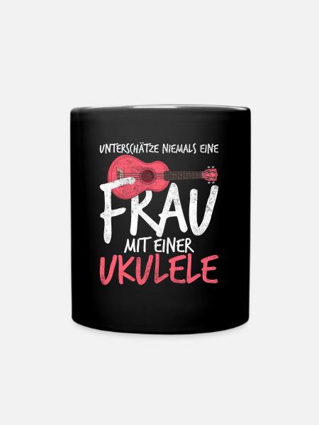 Ukulele nicht unterschätzen kleine Gitarre - Tasse einfarbig - Schwarz