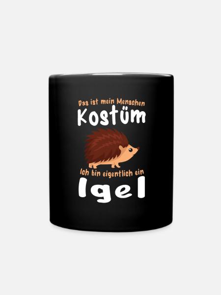 Igel Menschen Kostüm Lustiges Stacheltier - Tasse einfarbig - Schwarz
