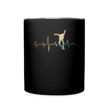 Skateboard Skater Vintage Battement de Coeur Cadeau - Mug uni - noir - Devant