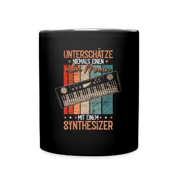 Retro Analog Synthesizer Keyboard Synth - Tasse einfarbig - Schwarz - Vorne