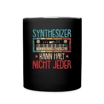 Retro Synthesizer Analog Keyboard - Tasse einfarbig - Schwarz - Vorne