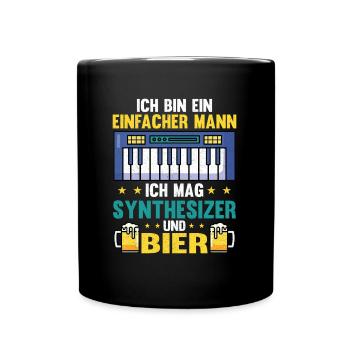 Synthesizer und Bier Keyboard Synth - Tasse einfarbig - Schwarz - Vorne