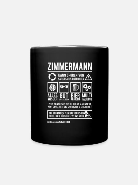 Zimmermann Handwerker Meister Zimmerer - Tasse einfarbig - Schwarz