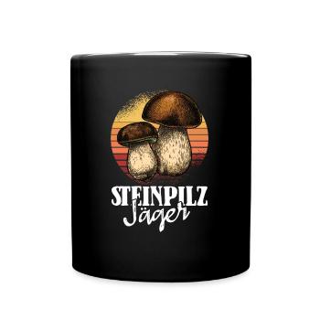 Pilz Detektor unterwegs Pilzsammler - Tasse einfarbig - Schwarz - Vorne