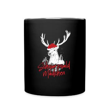 Schwarzwald Mädchen Bollenhut Hirsch - Tasse einfarbig - Schwarz - Vorne