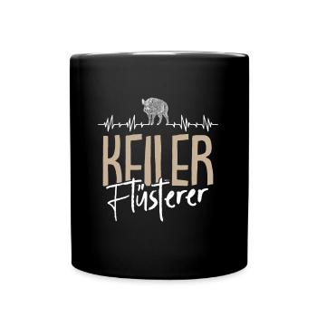 Jagen Wildschwein Keiler Flüsterer Herzschlag Jäge - Tasse einfarbig - Schwarz - Vorne