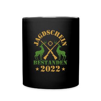 Jagen Jagdschein bestanden 2022 Hirsch Jäger - Tasse einfarbig - Schwarz - Vorne