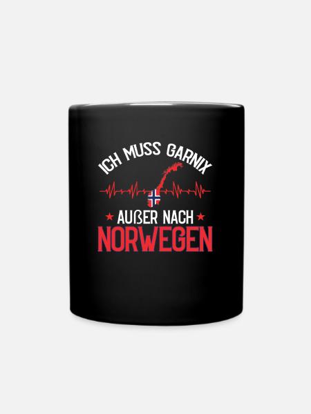 Norwegen Flagge Elch Herzschlag Skandinavien - Tasse einfarbig - Schwarz