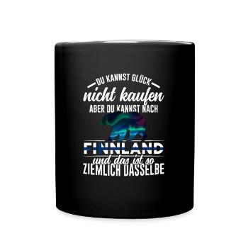 Finnland Nordlichter Bär Flagge Skandinavien - Tasse einfarbig - Schwarz - Vorne