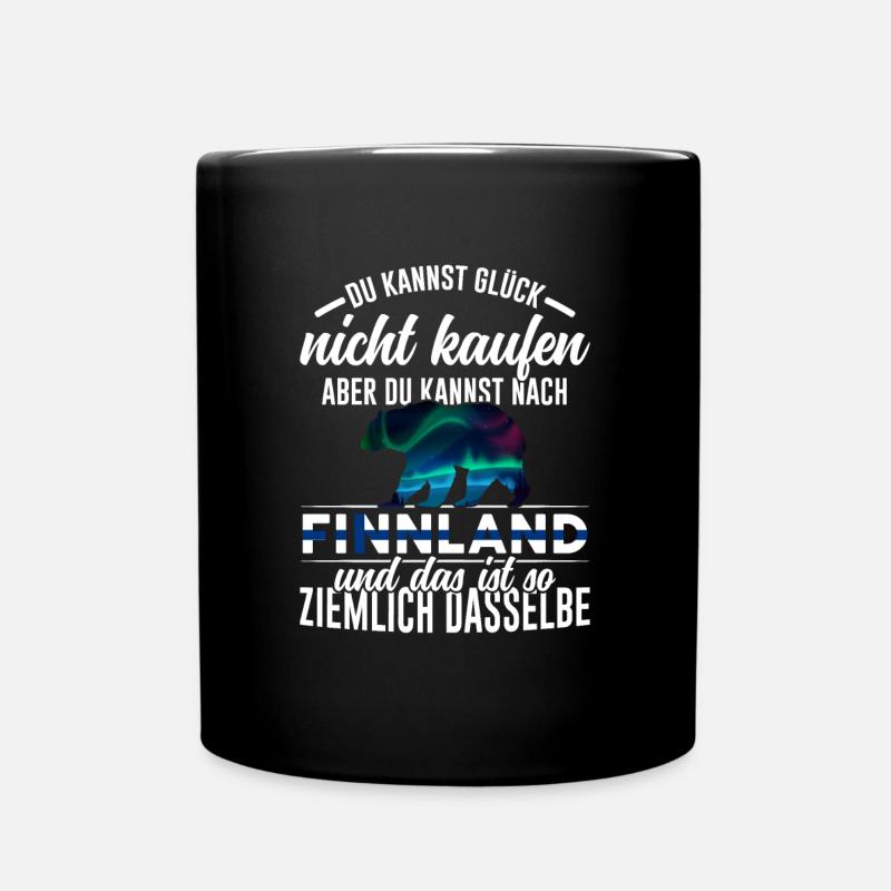 Finnland Nordlichter Bär Flagge Skandinavien - Tasse einfarbig - Schwarz