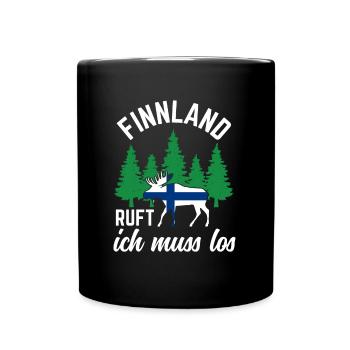 Finnland ruft Flagge Skandinavien Elch - Tasse einfarbig - Schwarz - Vorne