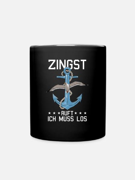 Retro Zingst ruft Anker Ostsee Fischland - Tasse einfarbig - Schwarz