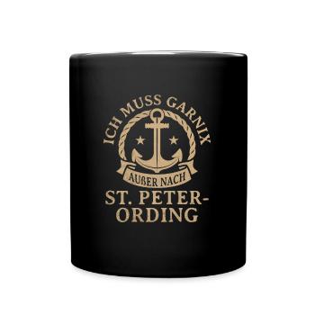 St. Peter-Ording Nordfriesland Seebad - Tasse einfarbig - Schwarz - Vorne