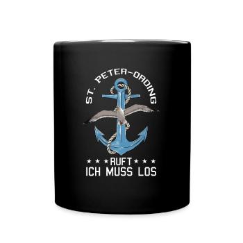 St. Peter-Ording ruft Anker Nordfriesland Seebad - Tasse einfarbig - Schwarz - Vorne