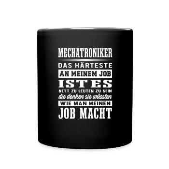 Mechatroniker Beruf Garage KFZ Auto Schrauber - Tasse einfarbig - Schwarz - Vorne