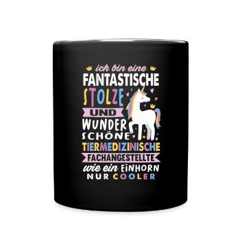 Tiermedizinische Fachangestellte Einhorn Tierarzt - Tasse einfarbig - Schwarz - Vorne