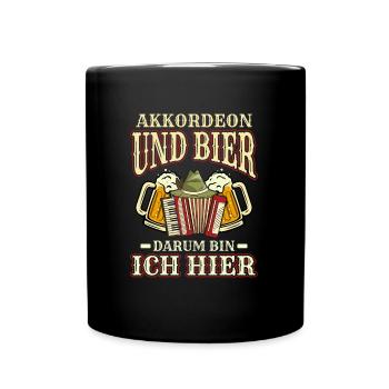 Akkordeon und Bier Ziehharmonika Harmonika - Tasse einfarbig - Schwarz - Vorne