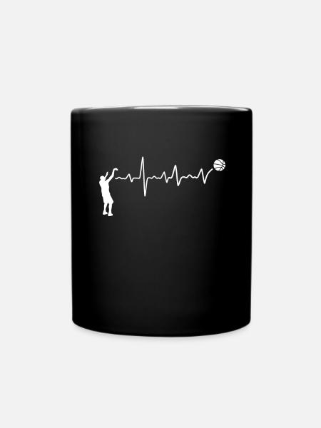 Basketball Herzschlag Trainer EKG Basketballer - Tasse einfarbig - Schwarz