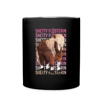 Retro Shetty Flüsterin Spruch Shetland Pony - Tasse einfarbig - Schwarz - Vorne