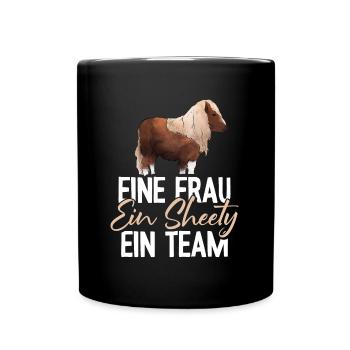 Shetty und Frau ein Team Shetland Pony reiten - Tasse einfarbig - Schwarz - Vorne