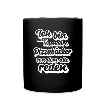 Pizzabäcker Legende Pizzeria Lustig Pizza - Tasse einfarbig - Schwarz - Vorne