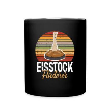 Retro Eisstockschießen Eisstock Flüsterer Stocksch - Tasse einfarbig - Schwarz - Vorne