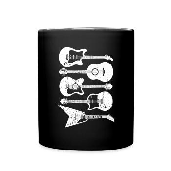 Retro Guitar Guitarist Vintage Guitarists - Full Colour Mug - black - Front