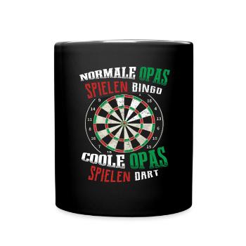 Dart Opa Darts Großvater Dartspieler - Tasse einfarbig - Schwarz - Vorne