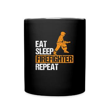 Manger dormir Répéter pompier pompier pompier - Mug uni - noir - Devant
