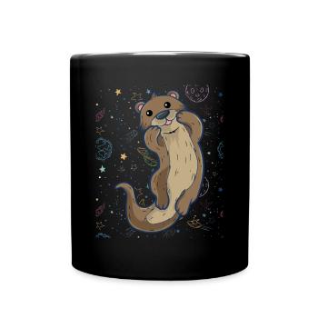 Otter Space - Weltraum Otter Geschenkidee - Tasse einfarbig - Schwarz - Vorne